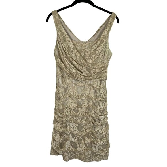 Express Dress 6 Tan Floral Mini Lace Mesh Western Boho Indie Festival Feminine - Picture 1 of 11